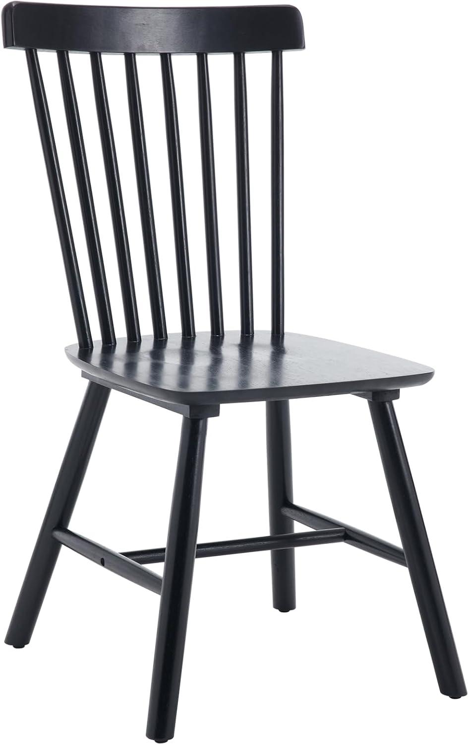 Farmhouse Style Windsor Chairs Set of 2, Vintage Kitchen & Dining Room Chairs with Spindle Back, Comfy Armless Solid Wood Side Chair for Home/Living Room/Restaurant, Black