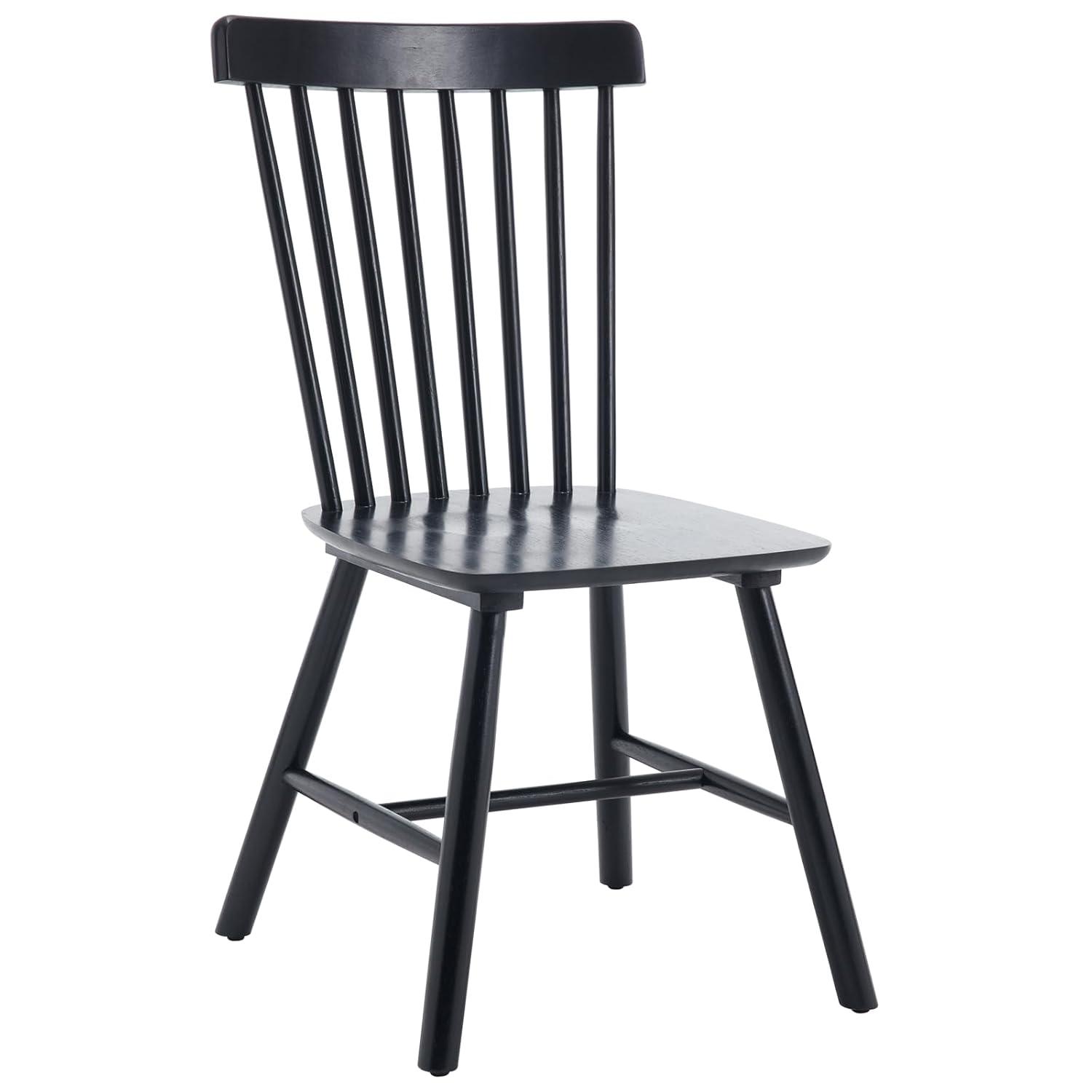 Farmhouse Style Windsor Chairs Set of 2, Vintage Kitchen & Dining Room Chairs with Spindle Back, Comfy Armless Solid Wood Side Chair for Home/Living Room/Restaurant, Black