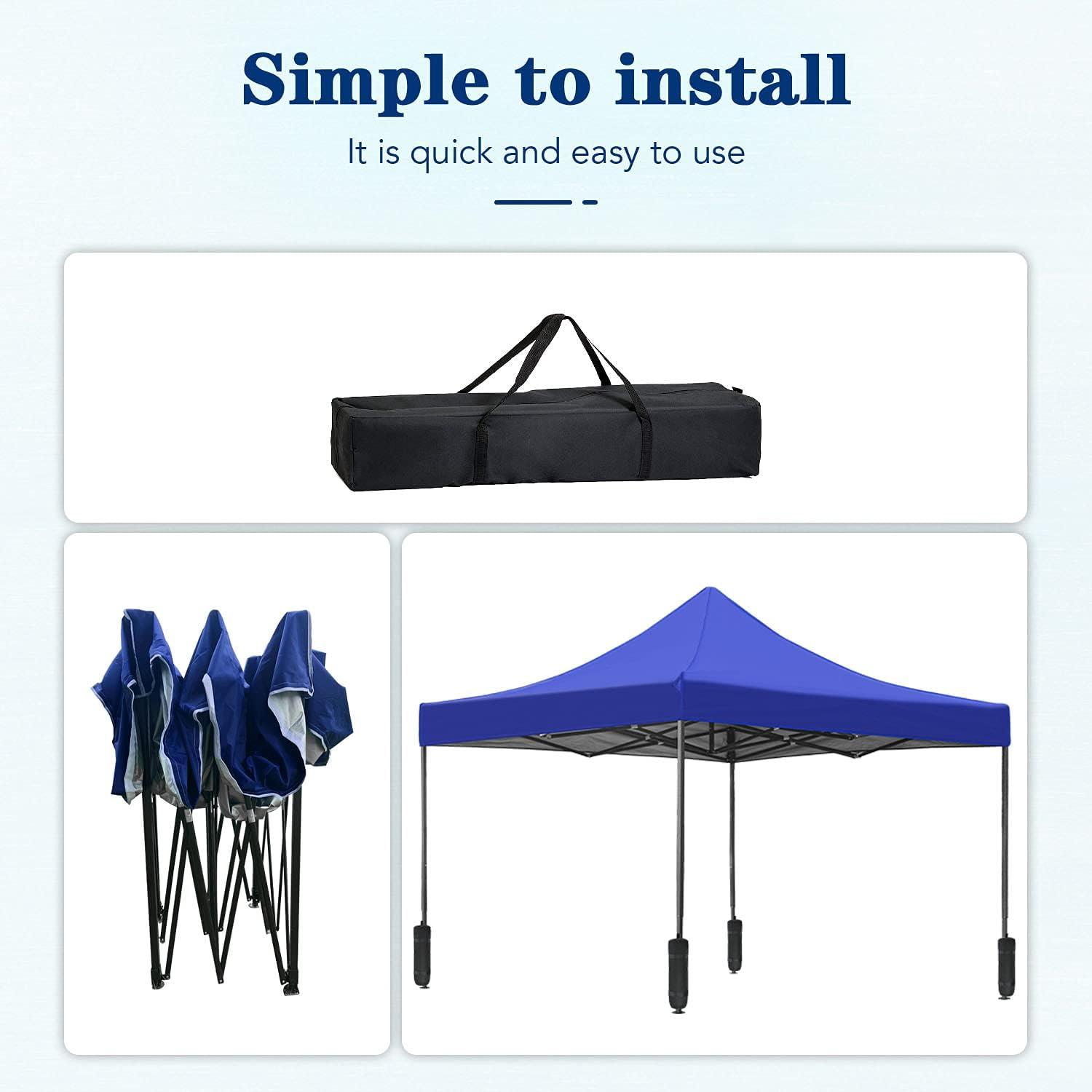 10’x10’ Pop up Canopy Tent Heavy Duty Party Tent Outdoor Tent Commercial Instant Canopy Air Circulation Outdoor Gazebo with Backpack Bag for Flea Market with Sturdy Frame, Blue