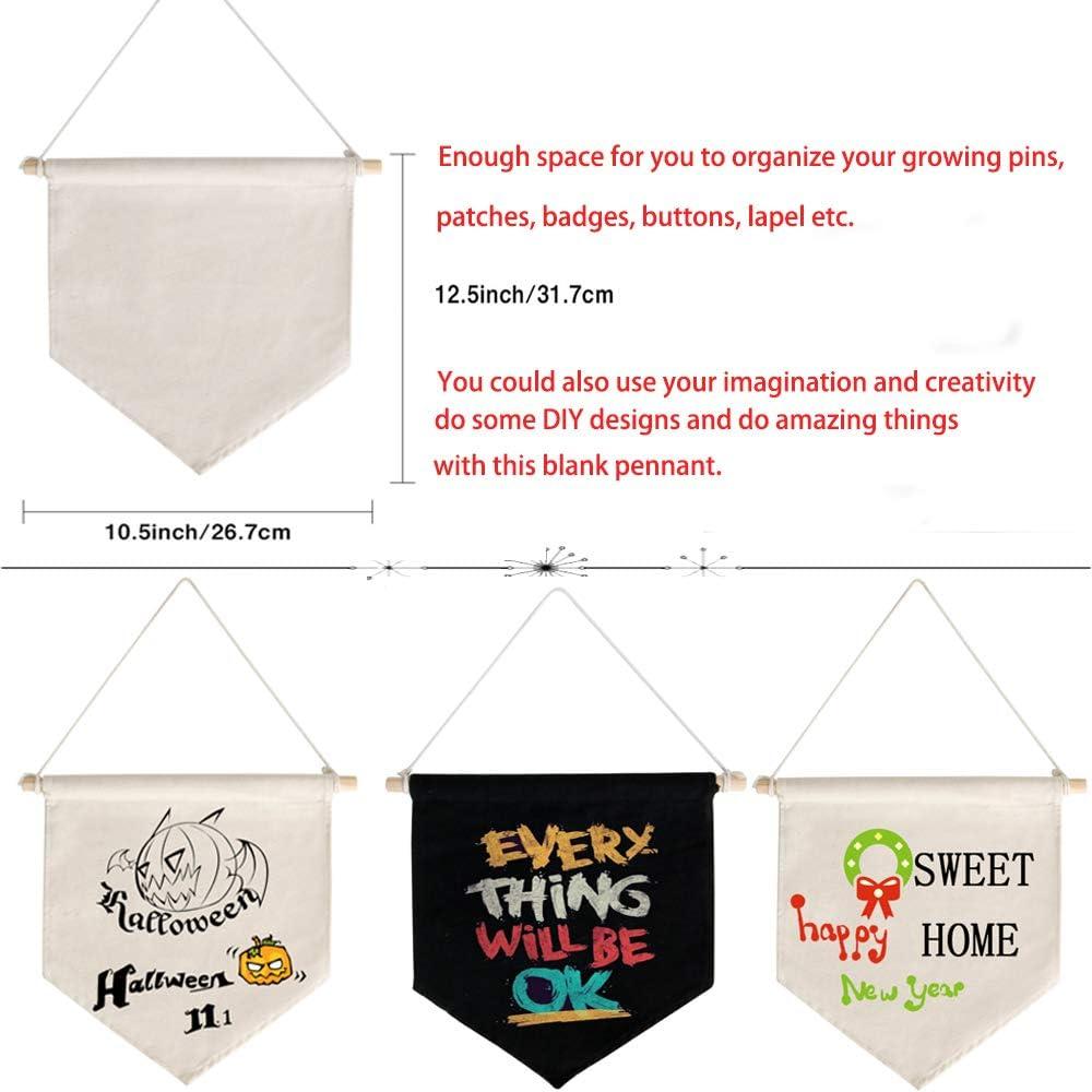 Pin Display Pennant Banner Enamel Lapel Pin Badge Flag Plain Blank Canvas Wall Banner(Black/ )