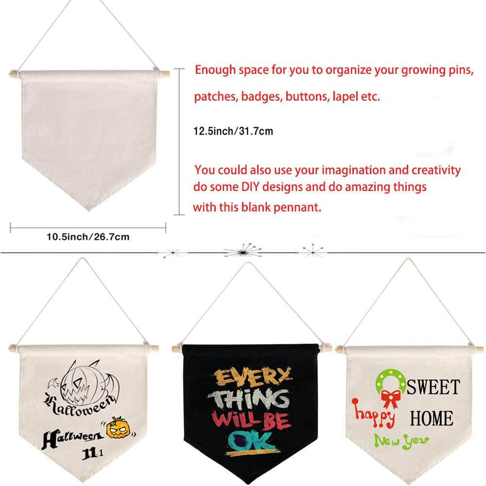 Pin Display Pennant Banner Enamel Lapel Pin Badge Flag Plain Blank Canvas Wall Banner(Black/ )