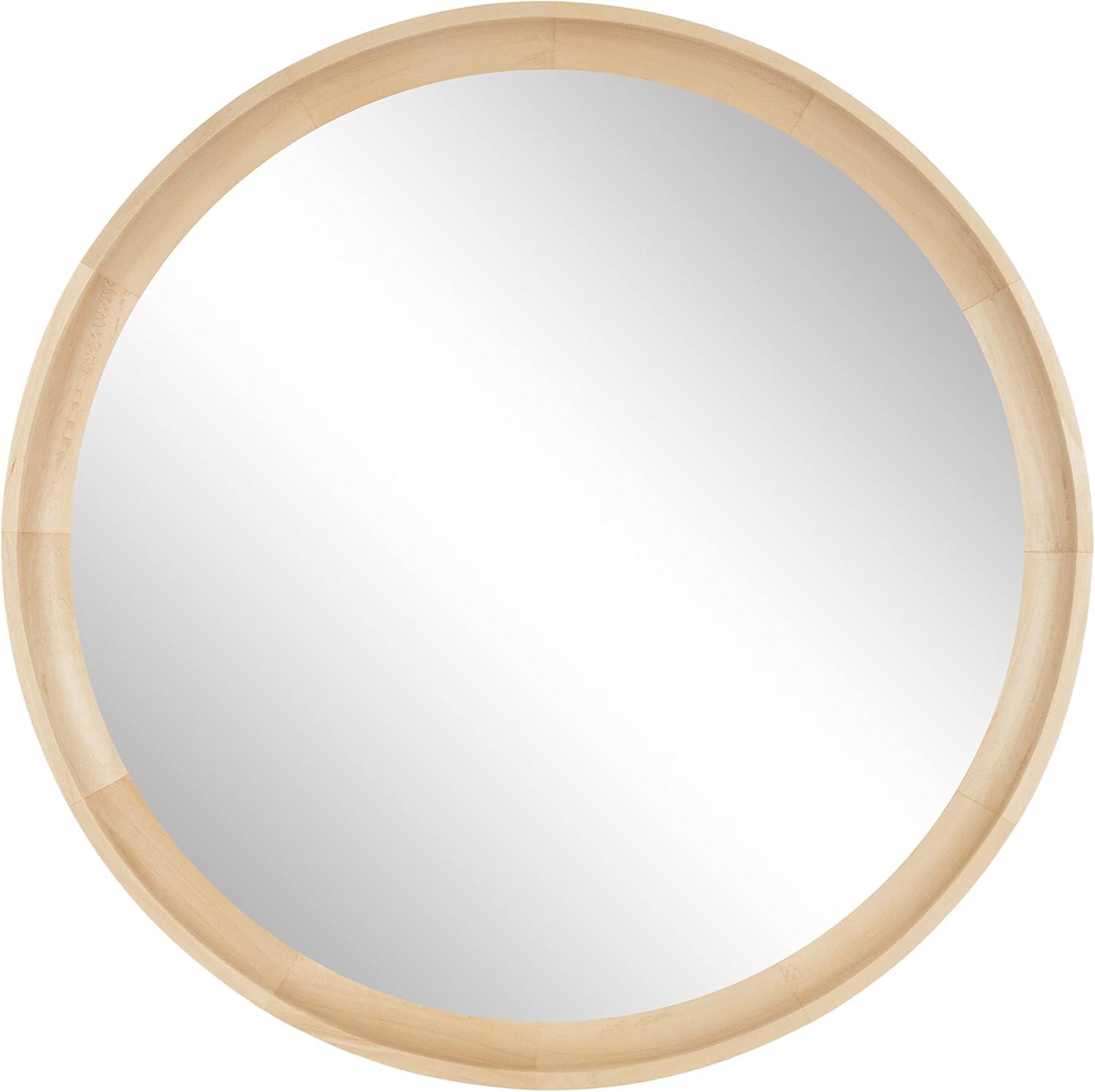 Kate and Laurel Hatherleig Round Wood Round Mirror, 24" Diameter, Natural