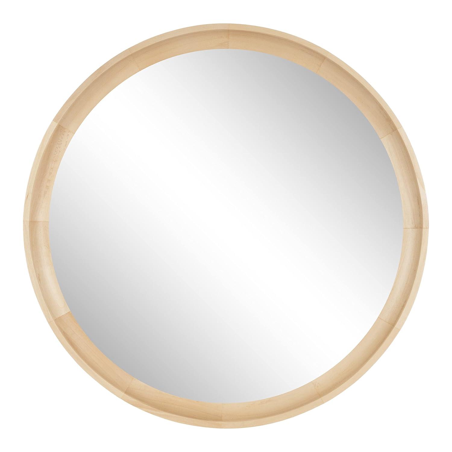 Kate and Laurel Hatherleig Round Wood Round Mirror, 24" Diameter, Natural