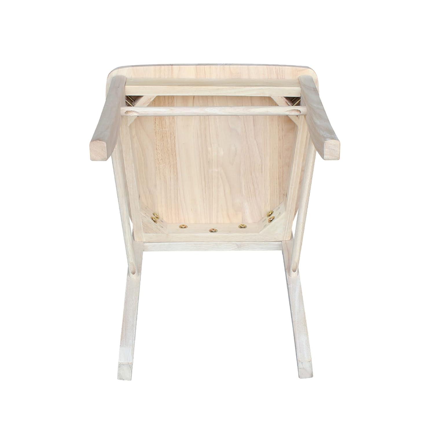Set of 2 X Back Chairs with Solid Wood Seat Unfinished - International Concepts: Parawood, Kitchen Furniture
