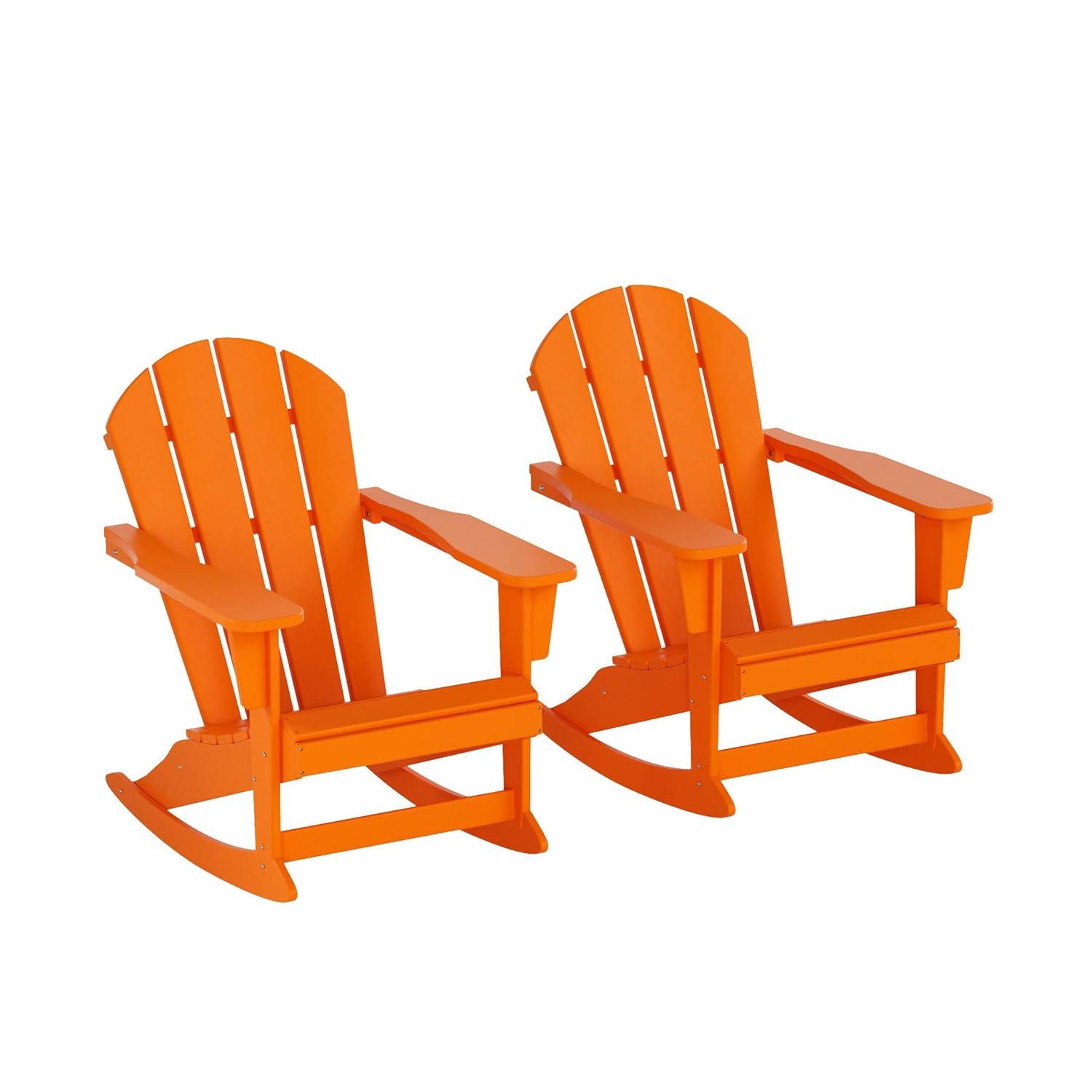 Polytrends  Laguna Hdpe All Weather Outdoor Patio Rocking Chair (Set of 2) Orange
