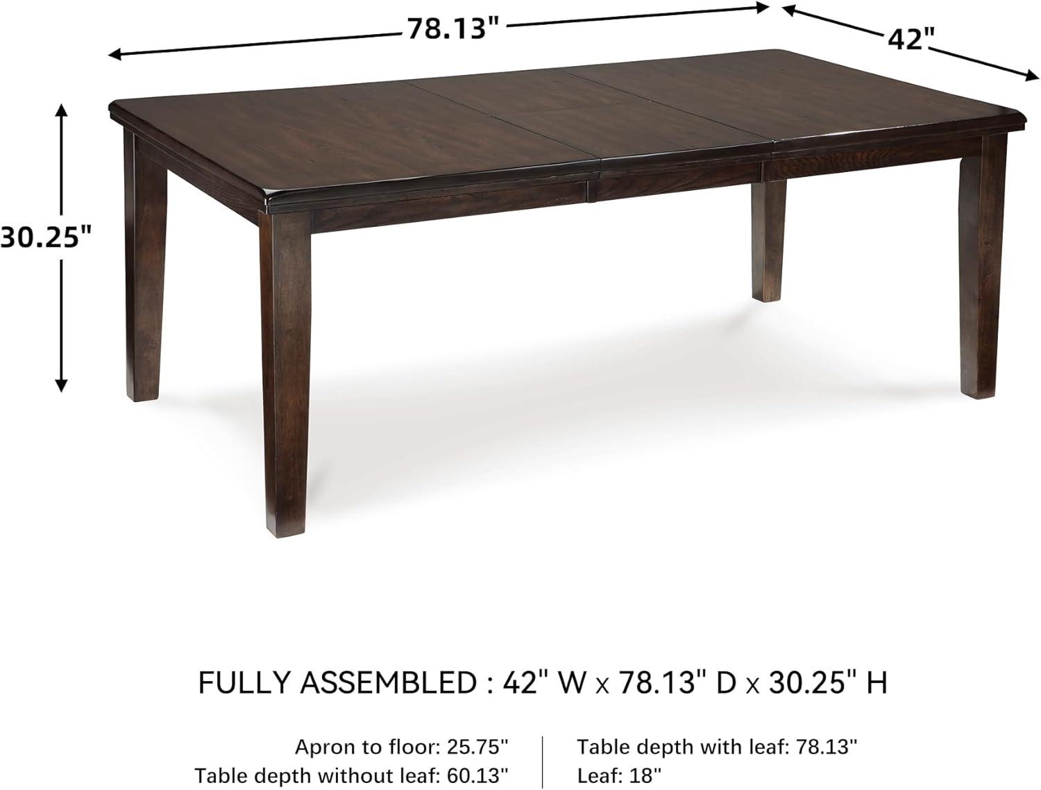 Signature Design by Ashley Haddigan Rectangular Extendable Dining Table Dark Brown: Seats 8, Wood Veneer, Butterfly Leaf