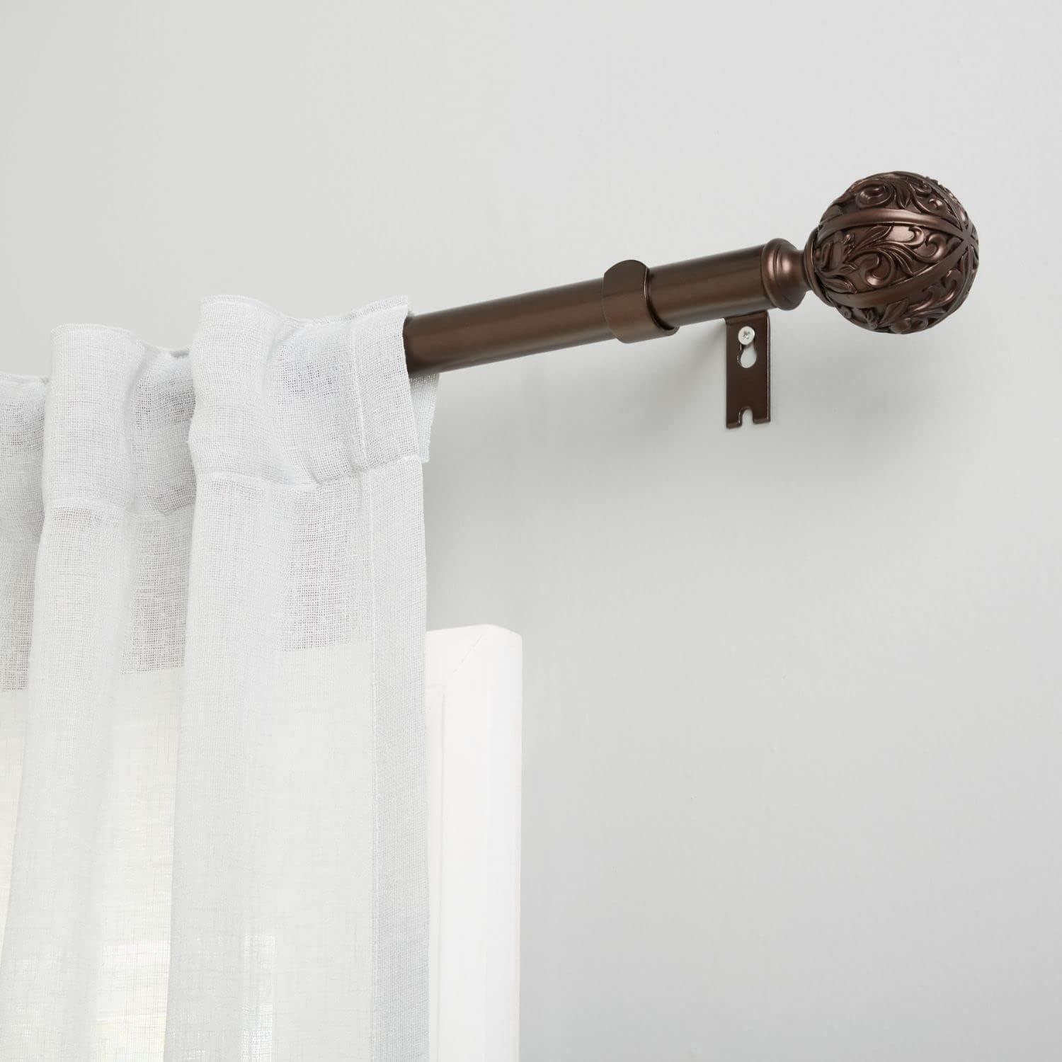 Exclusive Home Vulcan 1" Window Curtain Rod and Finial Set, Adjustable