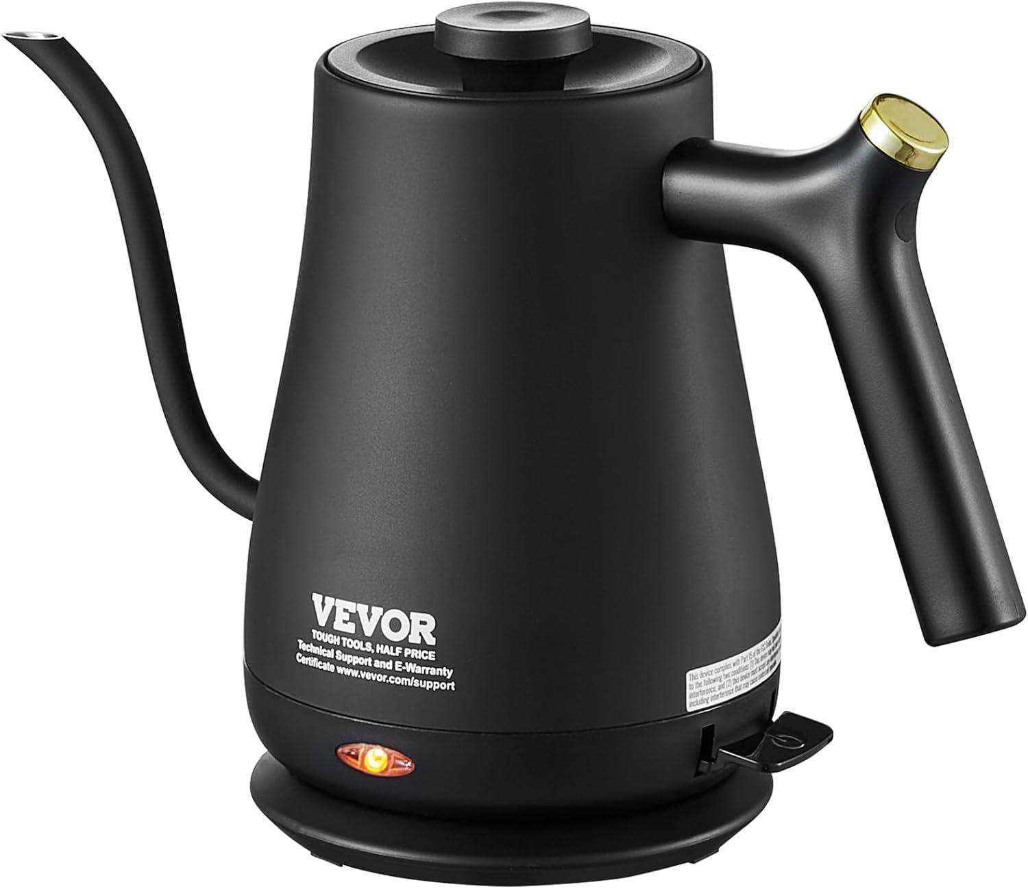 VEVOR Electric Gooseneck Kettle Coffee Tea Kettle 1L 1200W