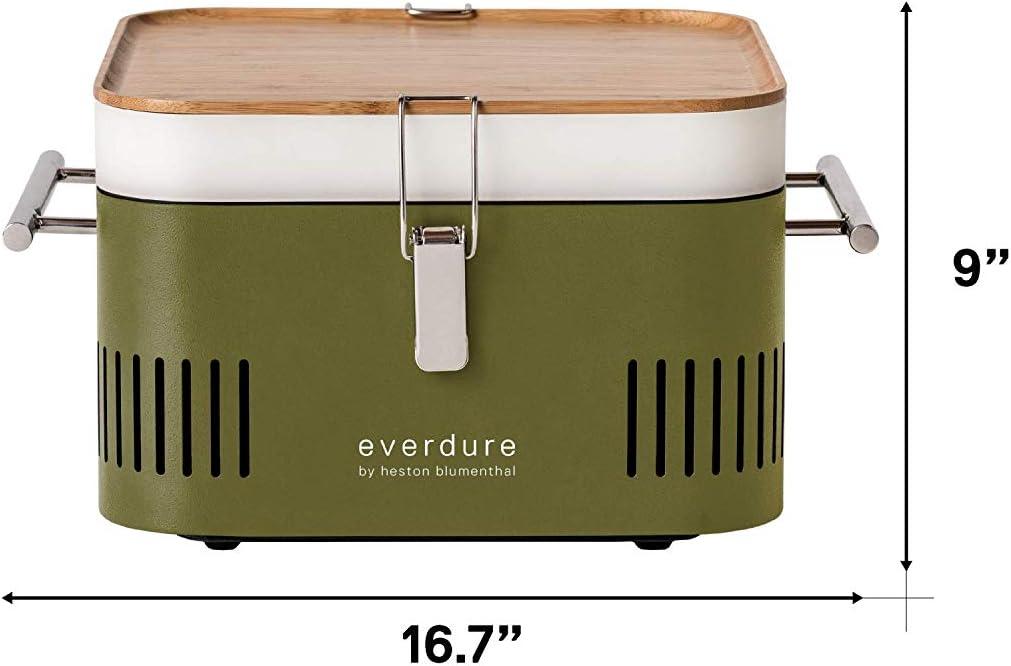 Everdure Cube Charcoal Grill with Cool Touch Handles, Storage Container & Bamboo Serving Board