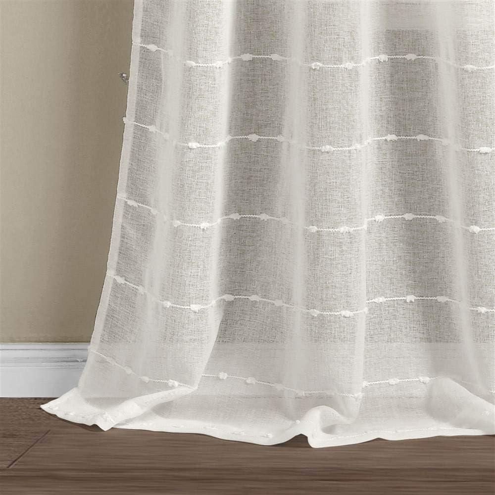 Farmhouse Textured Sheer Polyester Sheer Curtain Pair