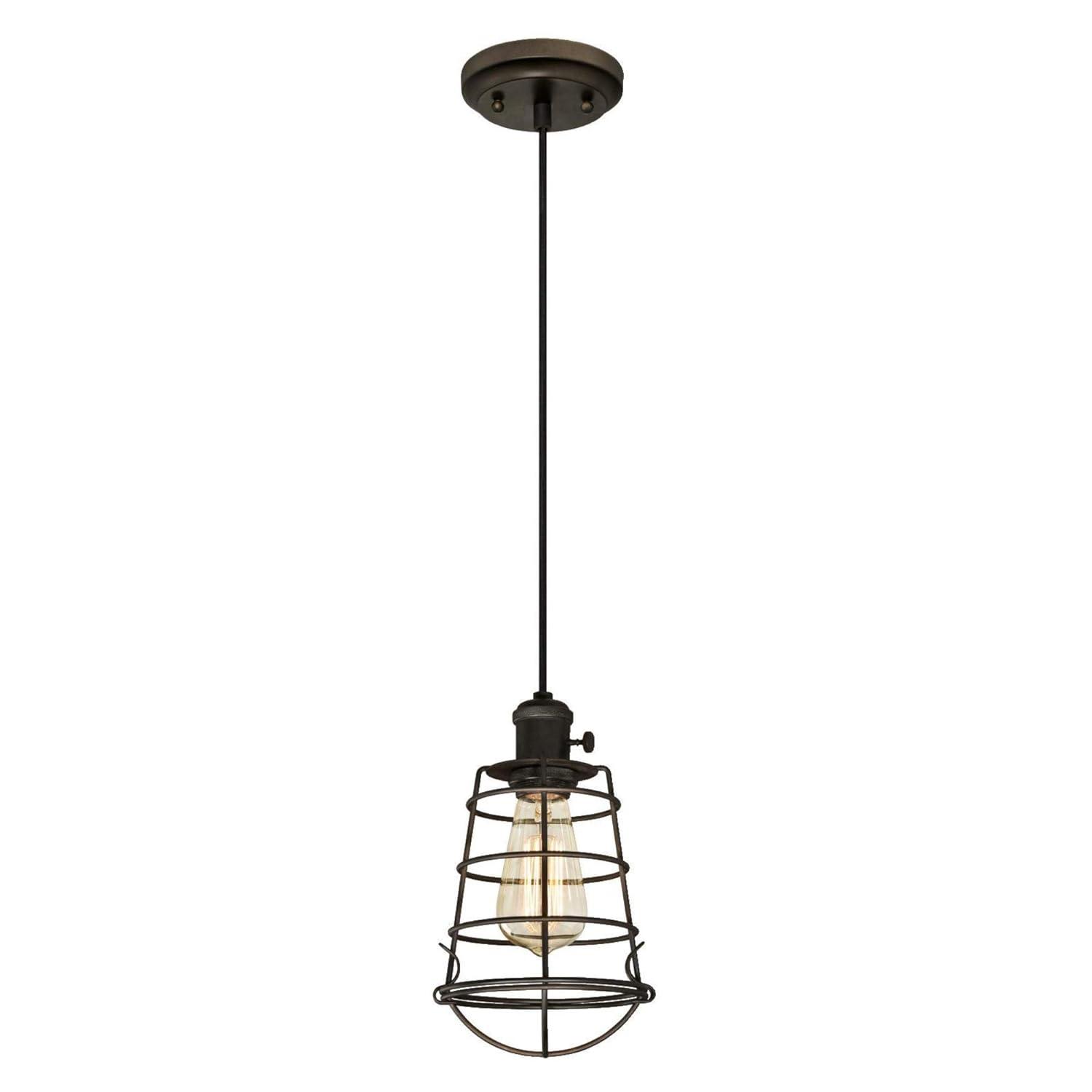 Westinghouse Nolan Mini Pendant with Turn Knob Oil Rubbed Bronze Finish Cage Shade