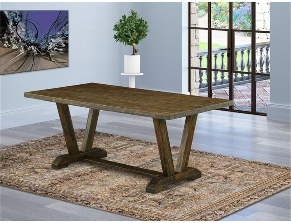 East West Furniture V-Style 40x72" Wood Dining Table in Jacobean Brown