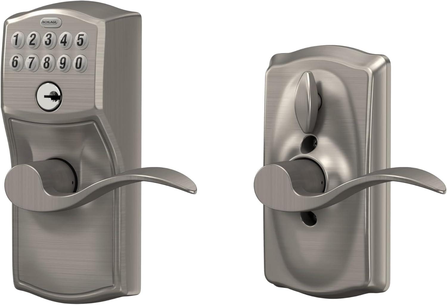 Satin Nickel Electronic Keypad Entry Lock with Lever