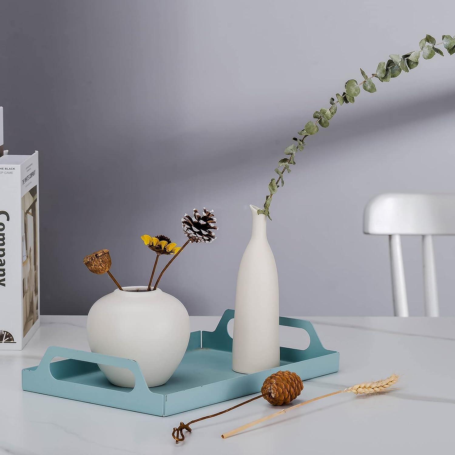 Abbittar Ceramic Vase Set of 3, Minimalist Flower Vase for Rustic, Modern Farmhouse, Living Room, Shelf, Table, Bookshelf, Mantel and Entryway Decor - Beige