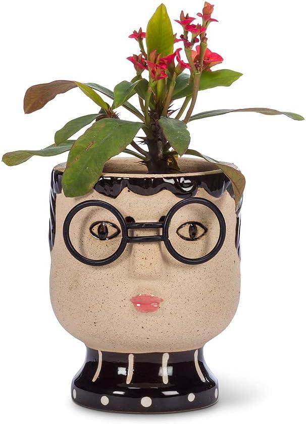 Abbott Collection Small Face with Glasses Planter