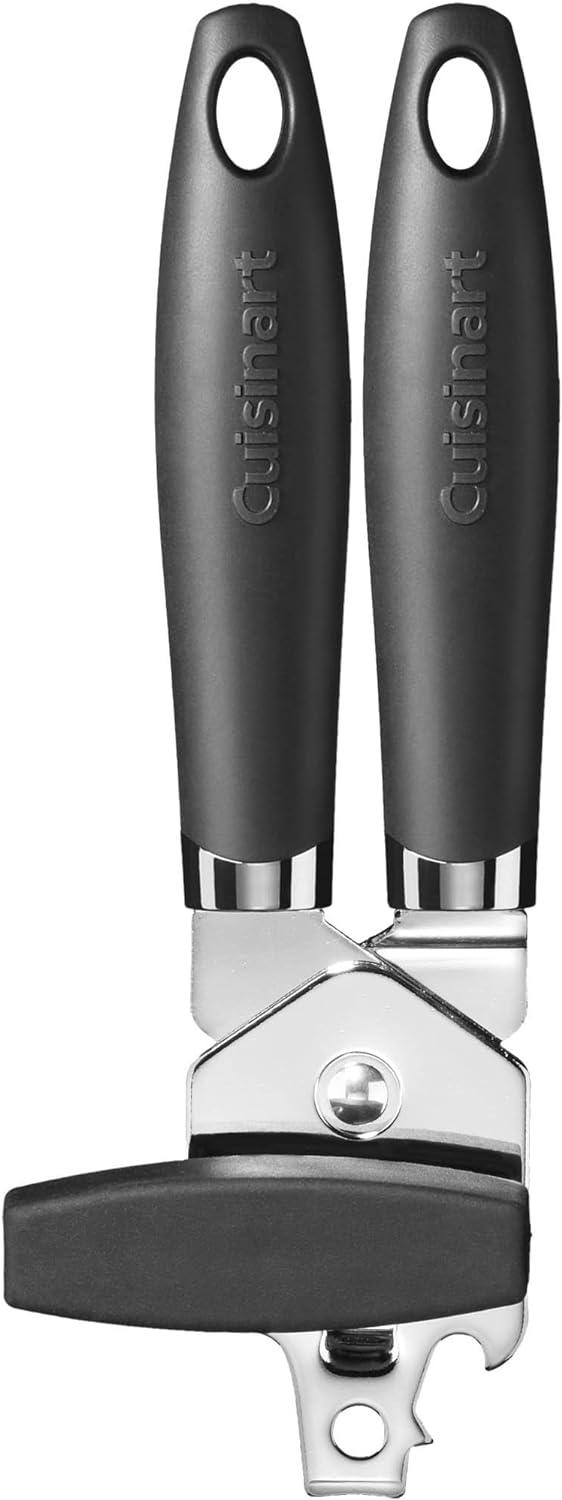 Ergonomic Black Stainless Steel Can Opener with Non-slip Grip