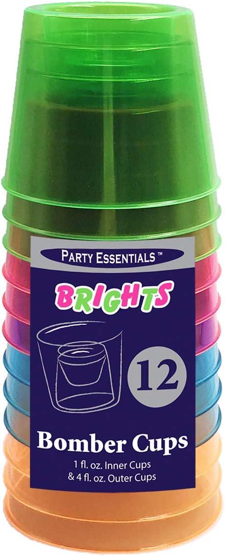 North West Enterprises NWEN490 4 oz Bomber Cups Assorted Neon Hard Plastic 12 ct