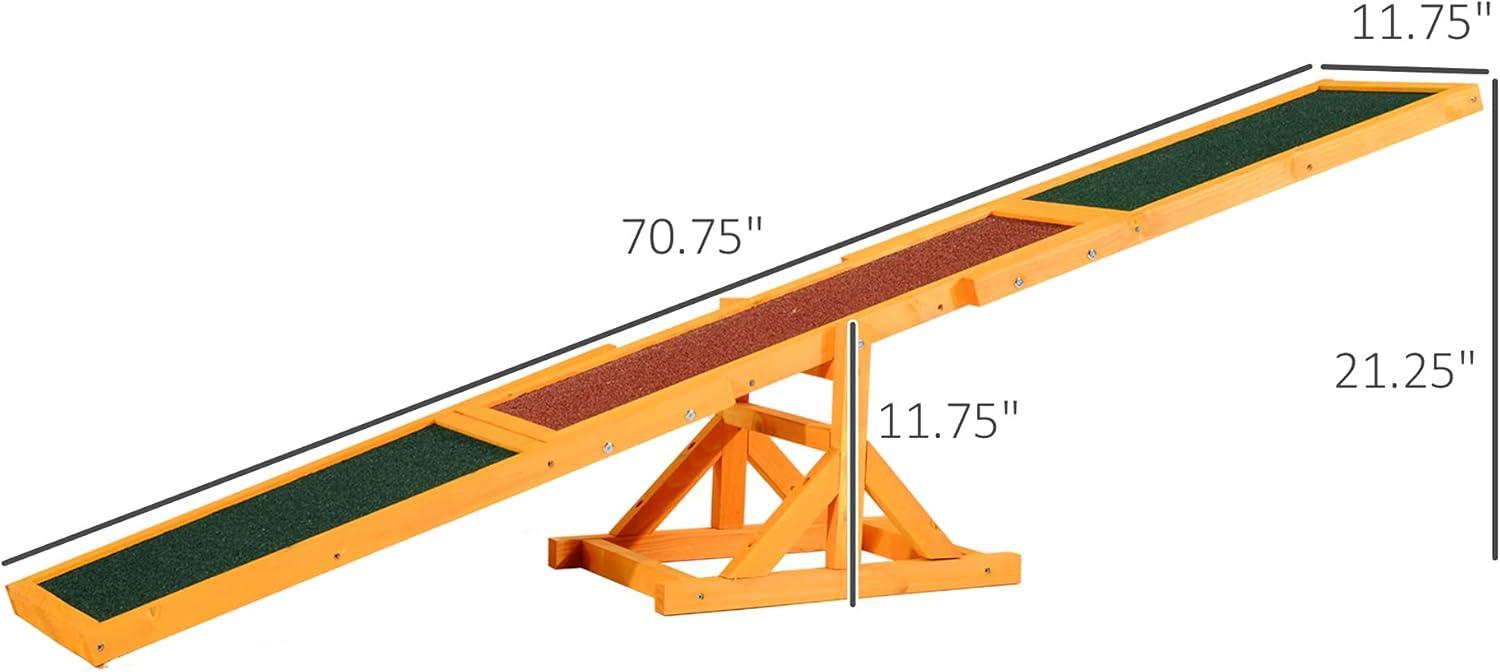 Natural Wood Dog Agility Seesaw with Anti-Slip Surface