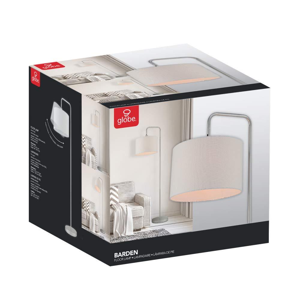 Globe Electric Barden 58" Silver Finish Floor Lamp with White Fabric Shade, 67396