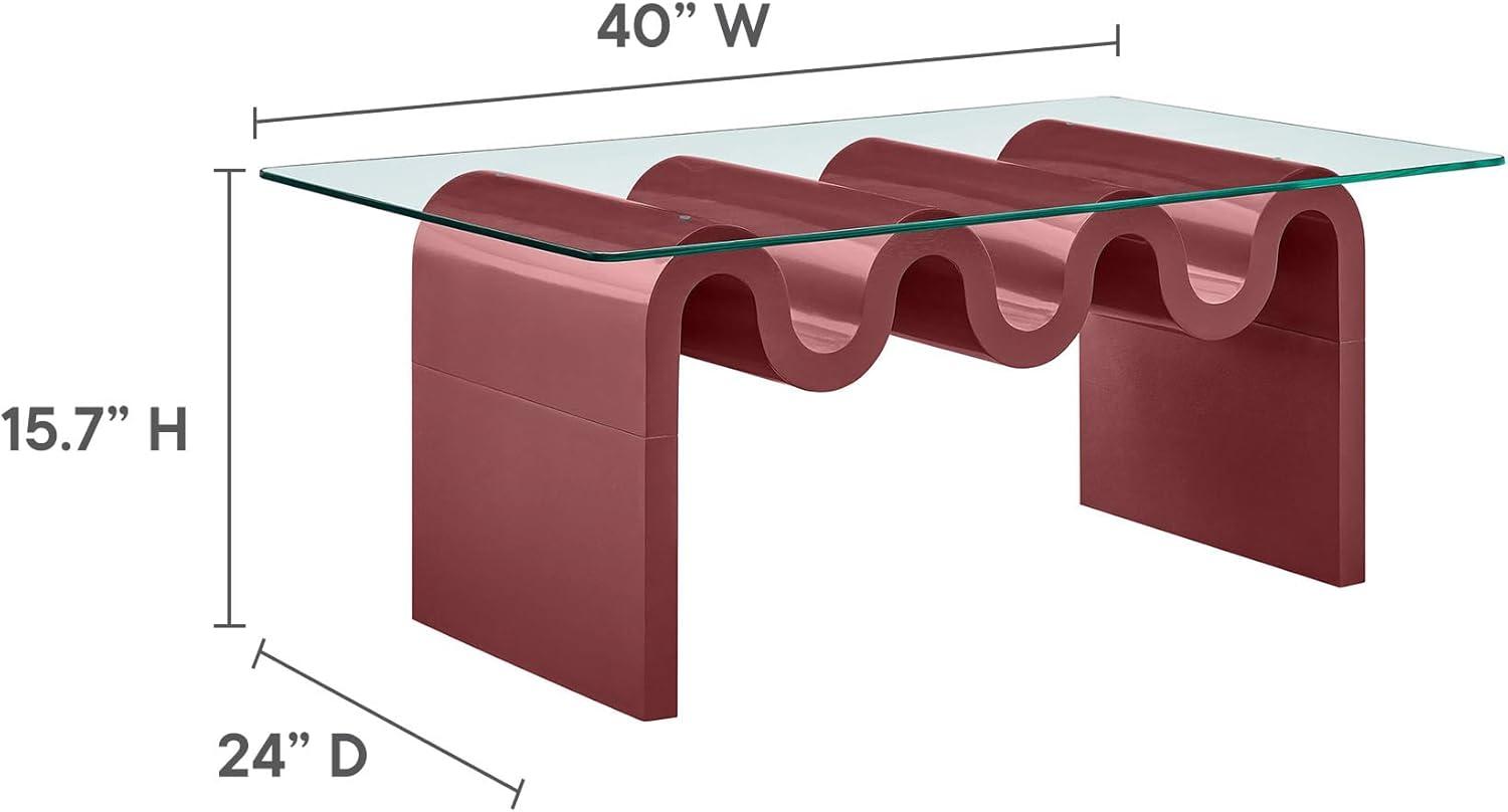 Modway Ondine Glass Top Coffee Table In Spiced Apple