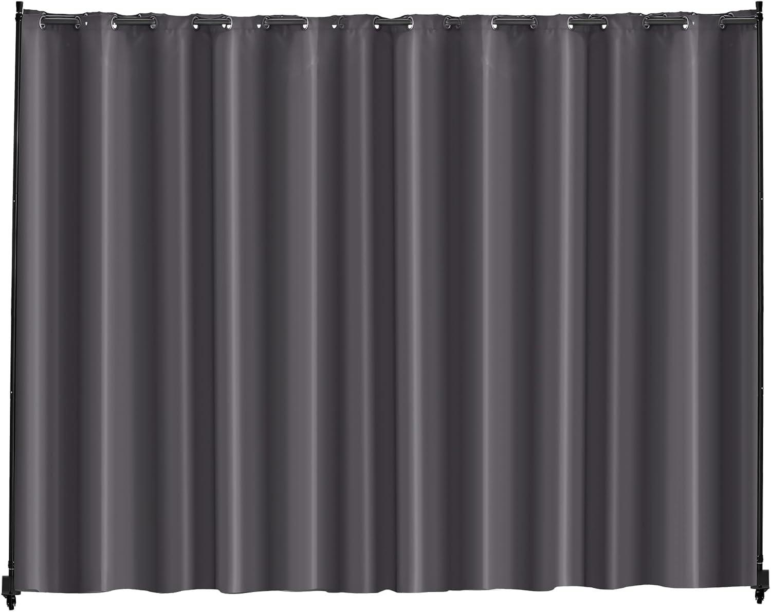 VEVOR Room Divider, Portable Panel Room Divider with Wheels Curtain Divider Stand, Freestanding Partition Divider Privacy Screen for Office, Bedroom, Dining Room, Study, Grey
