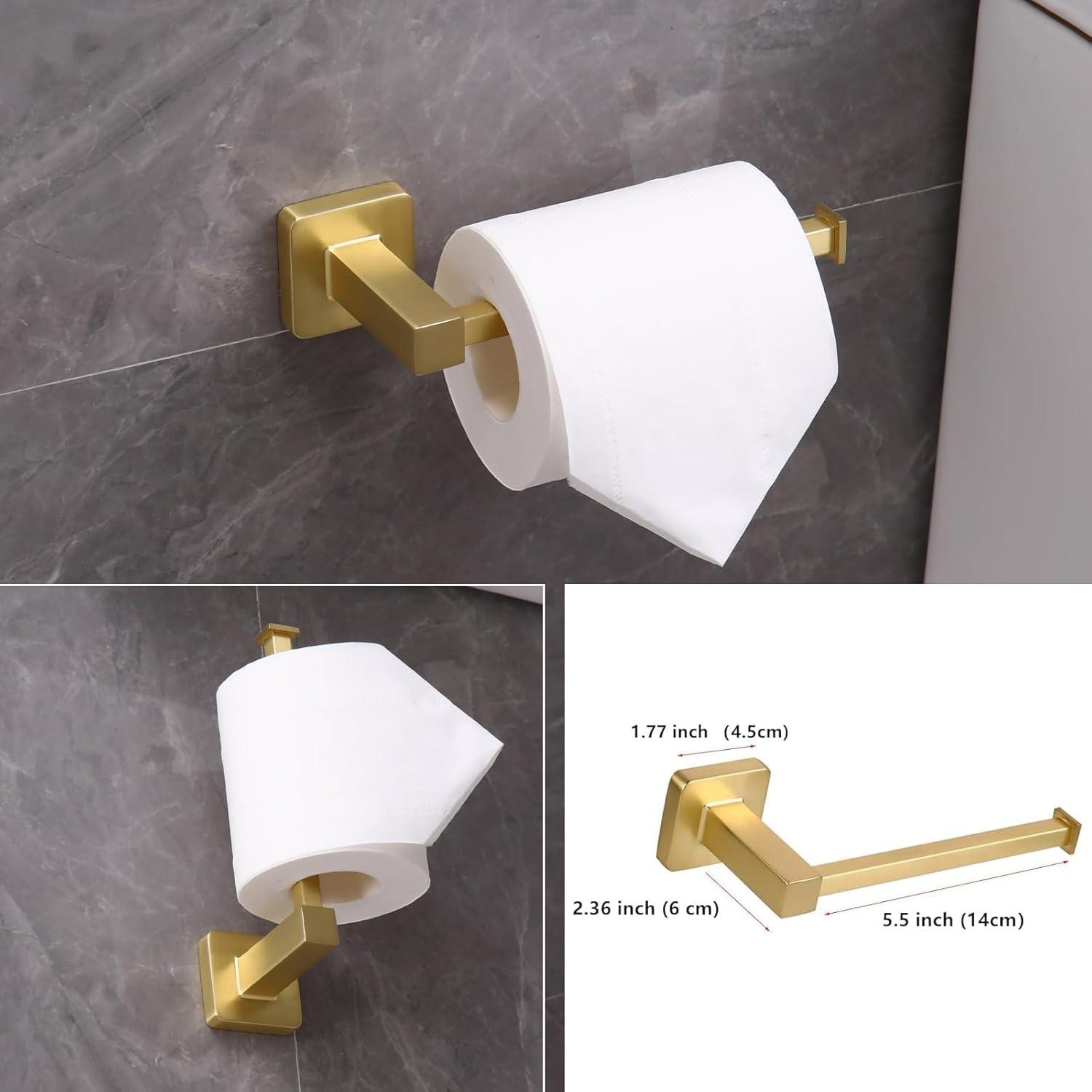 5 Pieces Brushed Gold Bathroom Hardware Accessories Set,Stainless Steel 23.6" Hand Towel Bar Set Gold, Toilet Paper Holder, Towel Holder Set,Towel Rack Set for Bathroom