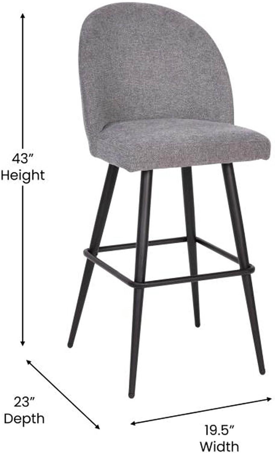 Flash Furniture Lyla Commercial Grade Modern Armless Barstools with Contoured Backrest, Steel Frame and Integrated Footrest - Set of 2