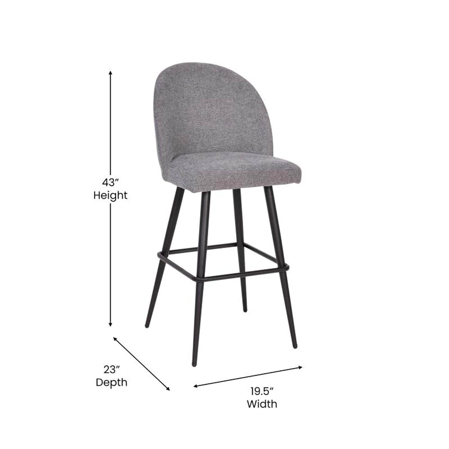Flash Furniture Lyla Commercial Grade Modern Armless Barstools with Contoured Backrest, Steel Frame and Integrated Footrest - Set of 2