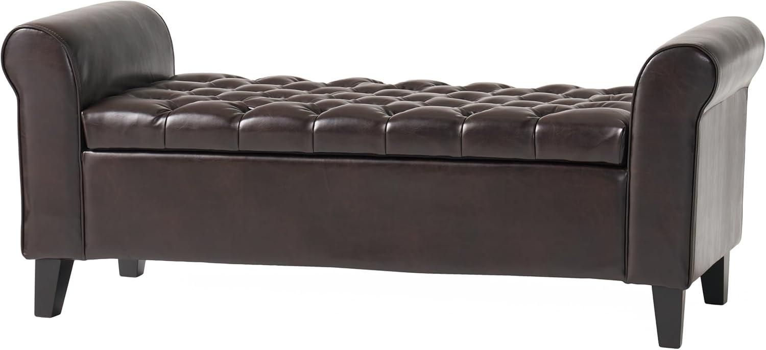 Noble House Sheffield Rectangular Lift Top Ottoman, Brown