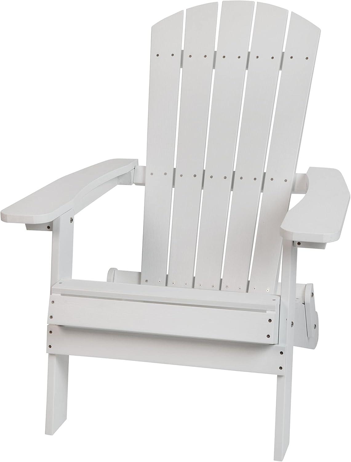 Flash Furniture Charlestown All-Weather Poly Resin Indoor/Outdoor Folding Adirondack Chair in White