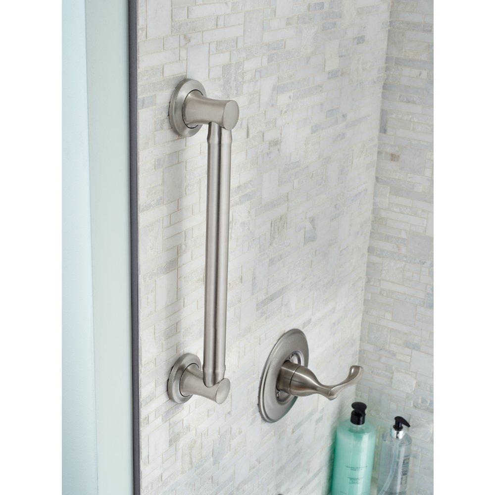 Carlisle 16 in. Decorative Grab Bar in SpotShield Satin Nickel