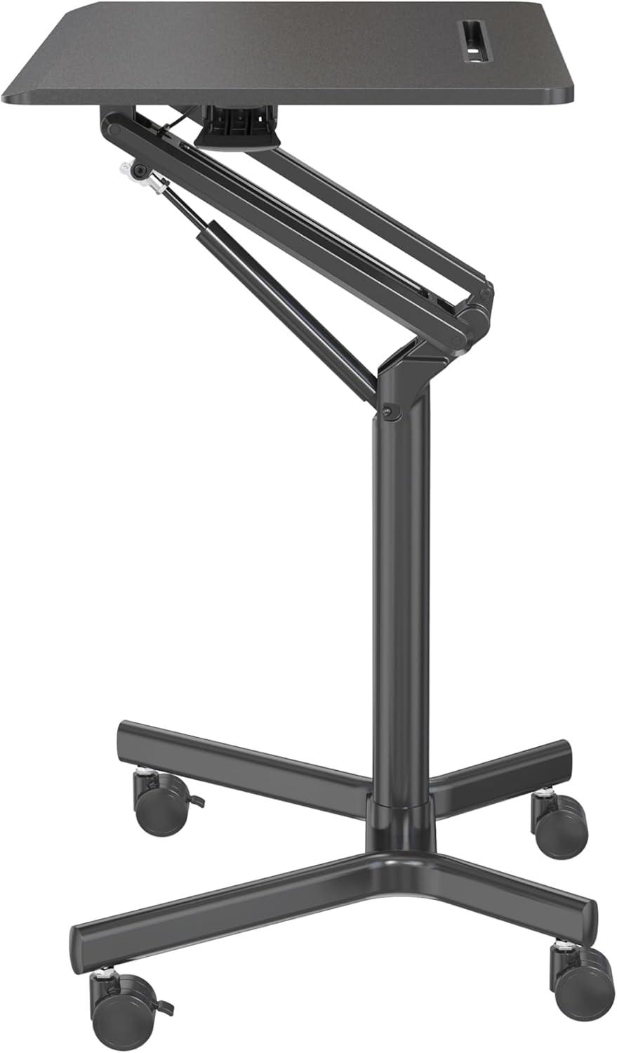 Realspace® 28"W Mobile Sit-to-Stand Compact Desk/Laptop Cart Workstation, 28-3/4"H x 28"W x 22-1/16"D, Black