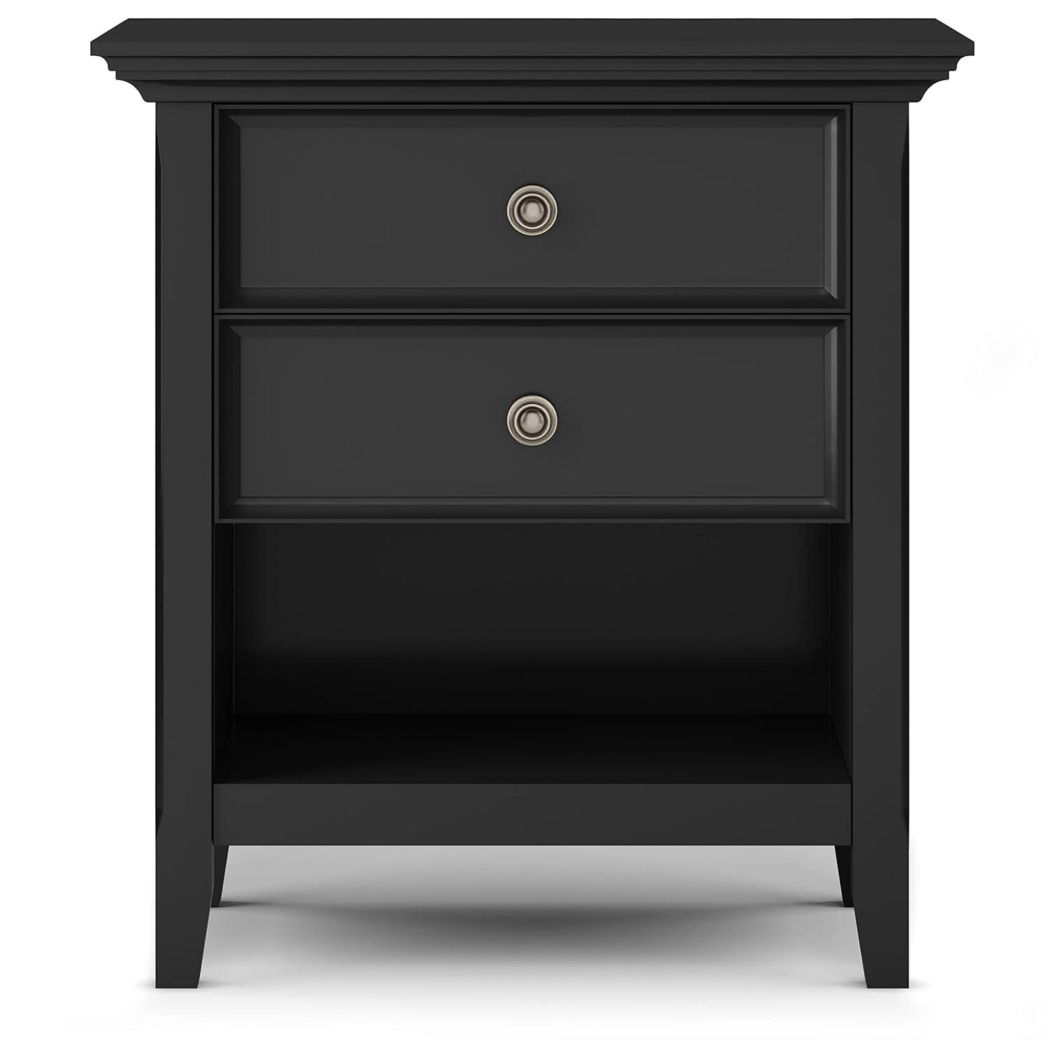 Simpli Home Amherst 24"W 2-Drawer Solid Wood Nightstand with Open Shelf