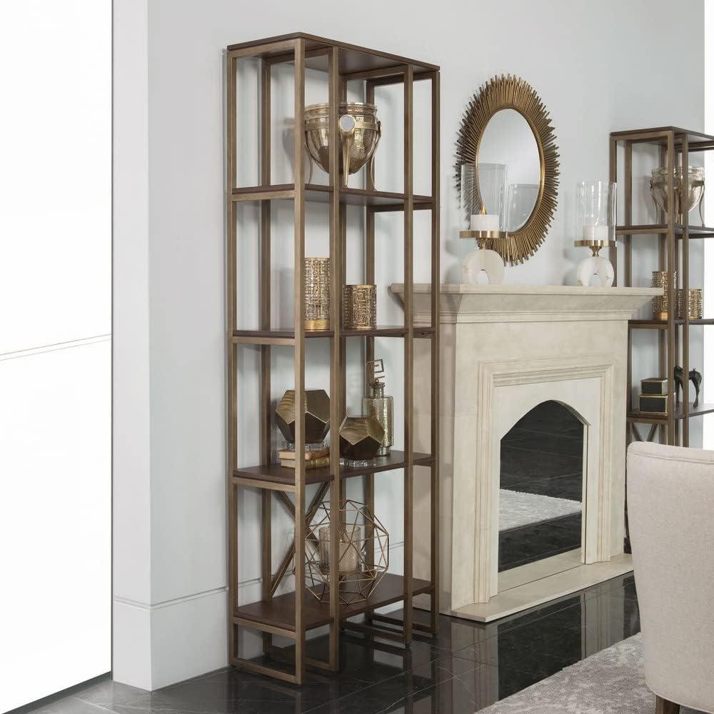 Karishma Transitional 86'' Antique Gold Metal Etagere