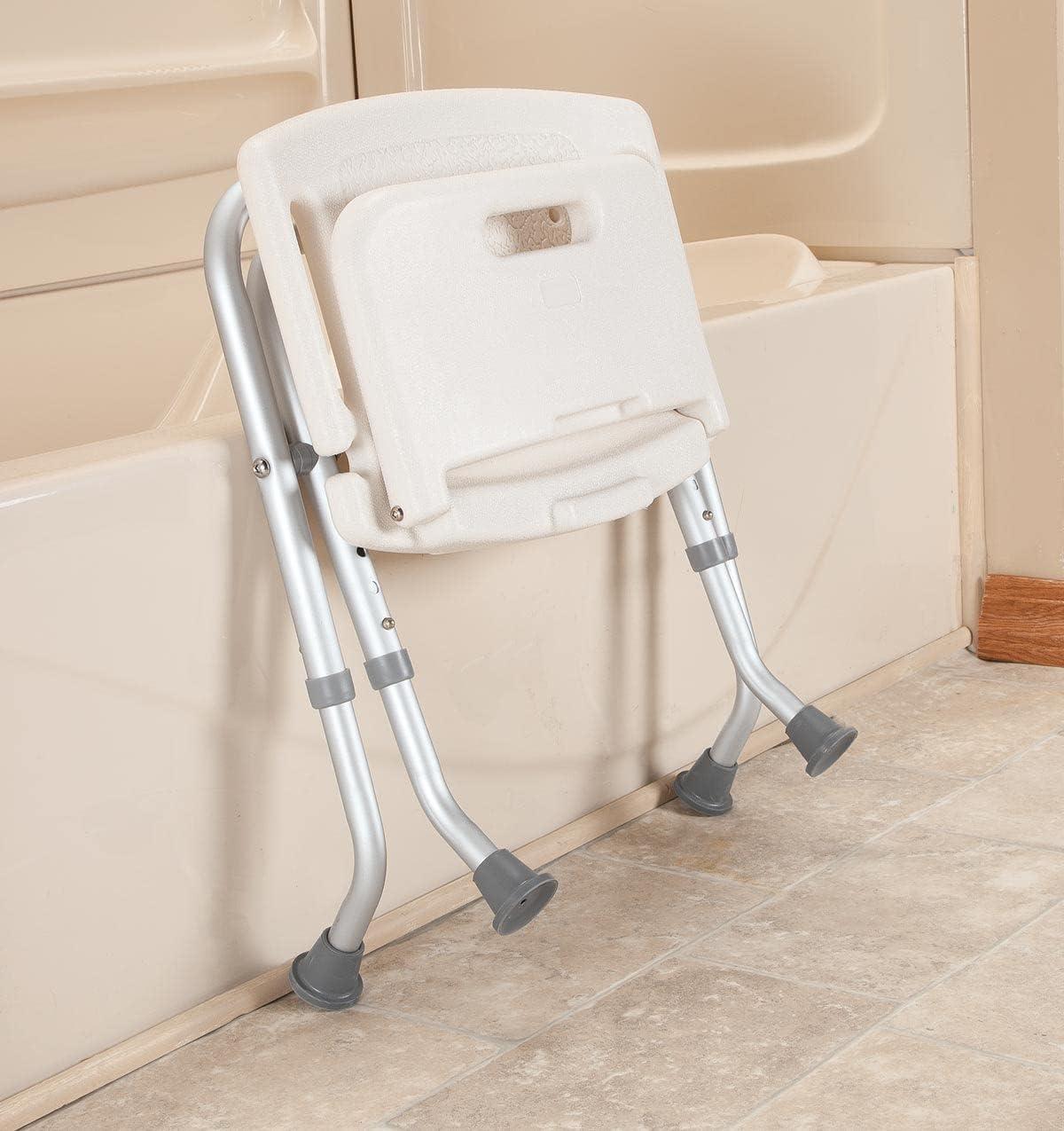 Folding Shower Chair Seat - Bath Chair with Back Supports 300 Lbs.