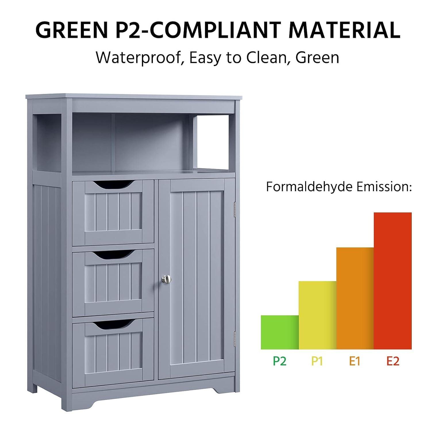 Wooden Bathroom Floor Cabinet w/ Drawers, Kitchen Cupboard Living Room Cabinet