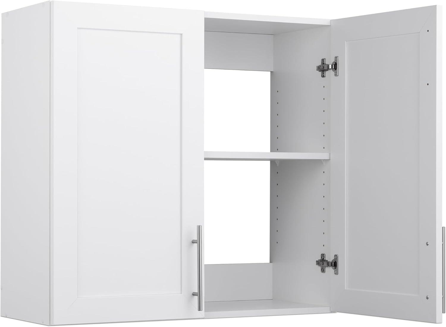 Prepac Elite 32" H Wall Cabinet with Panel Doors, White Storage Cabinet, Bathroom Cabinet, Pantry Cabinet with with 1 Adjustable Shelf 12.75" D x 32" W x 30" H, WSUR-1003-1