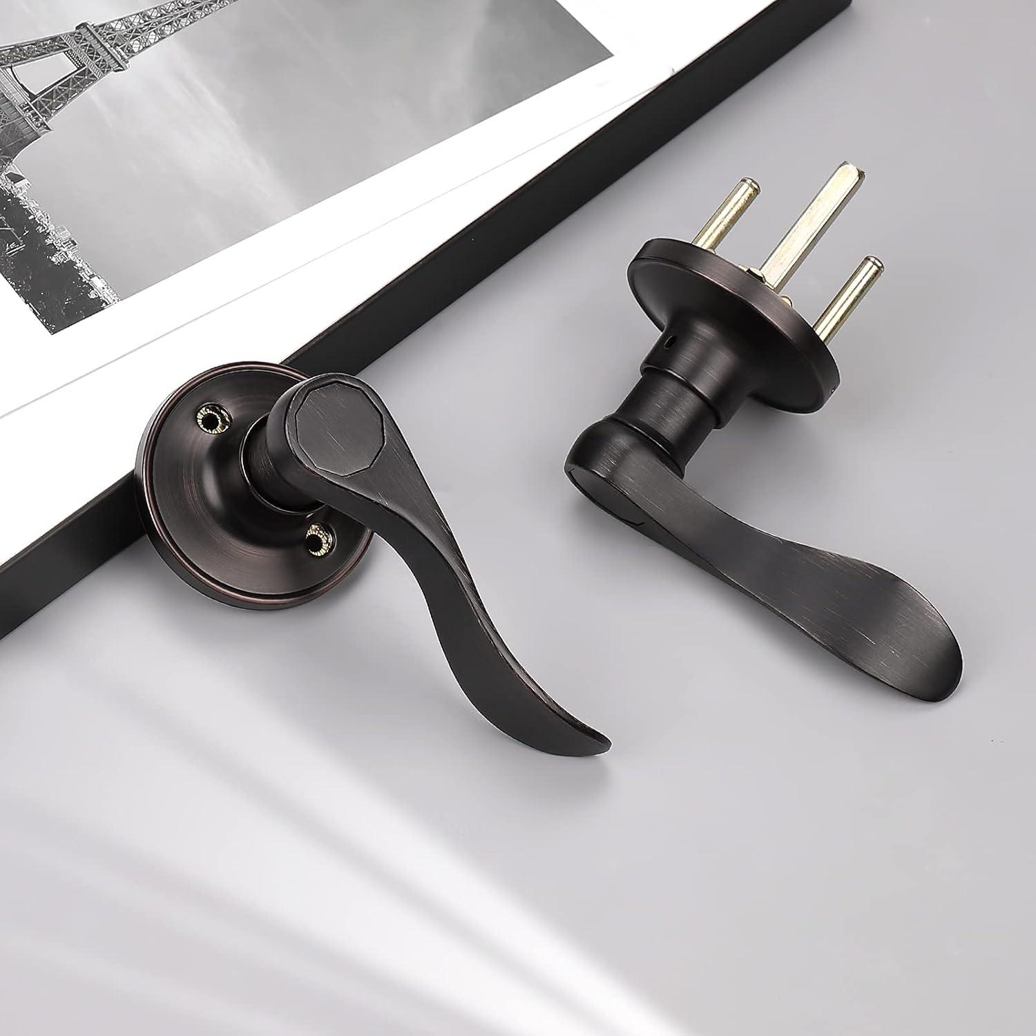 Oil Rubbed Bronze Modern Key Lock Door Lever Set