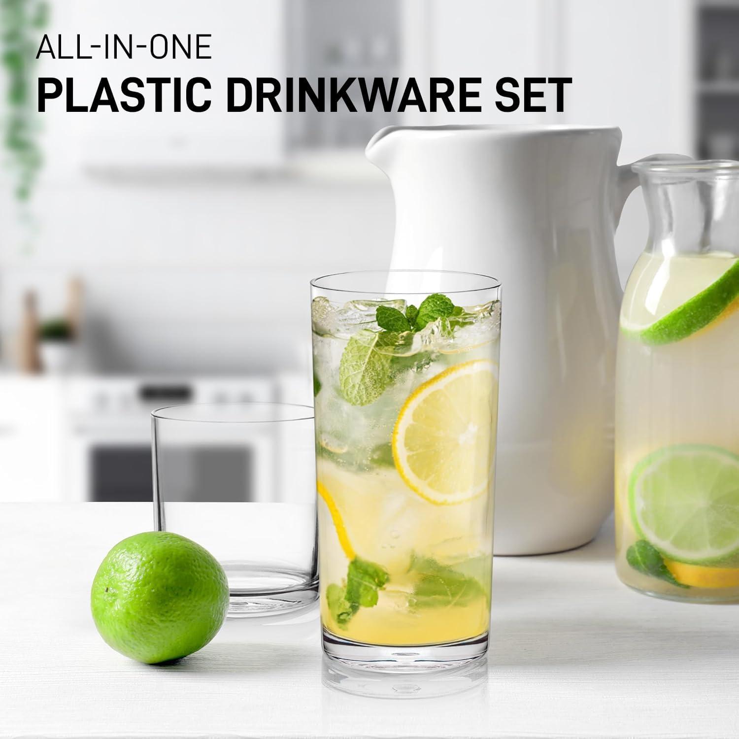 Clear Acrylic Unbreakable Plastic Tumblers Set of 8