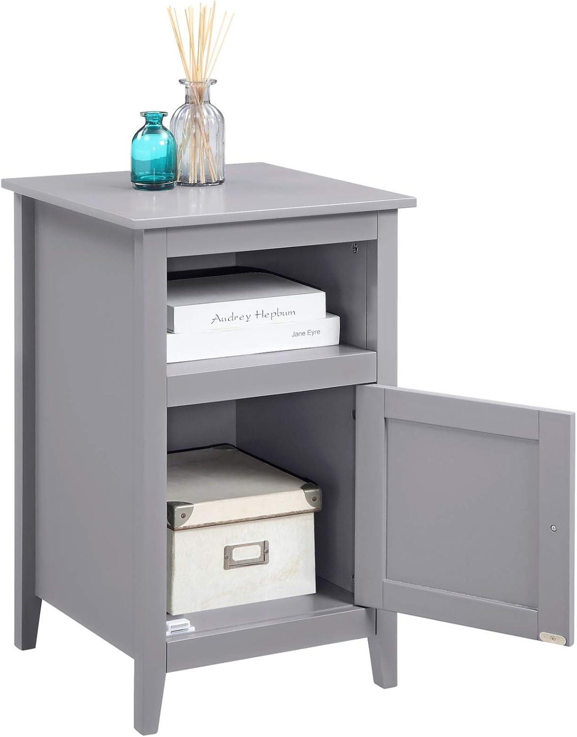 Designs2Go End Table with Storage Cabinet and Shelf, Gray