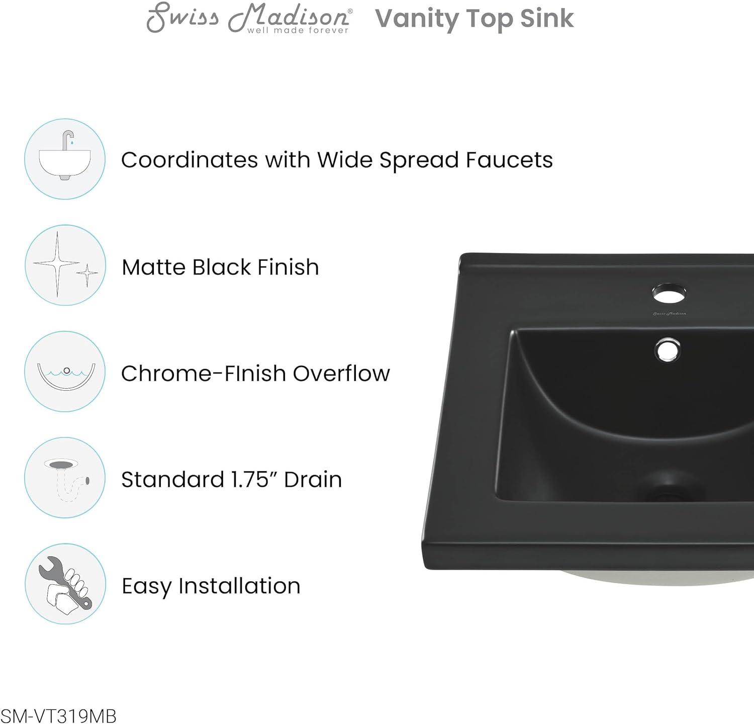 Swiss Madison Single Bathroom Vanity Top with Sink