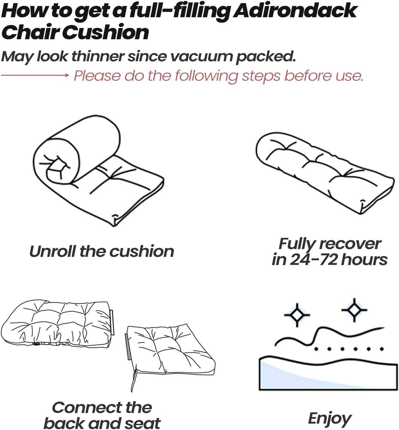 Crestlive Products Adirondack Style Patio Outdoor Chair Cushion for Adirondack Chair or Lounge Rocking Chair - See picture 2-Piece Set, Navy Blue