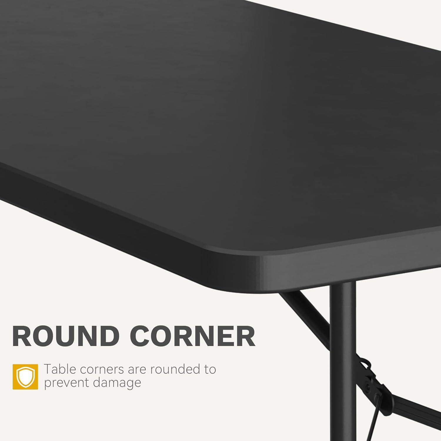 Folding Table 6 Foot,  Heavy-Duty, Portable Plastic Construction with Carrying Handle – Perfect for Picnics, Parties, and Office Indoor Outdoor Use, White