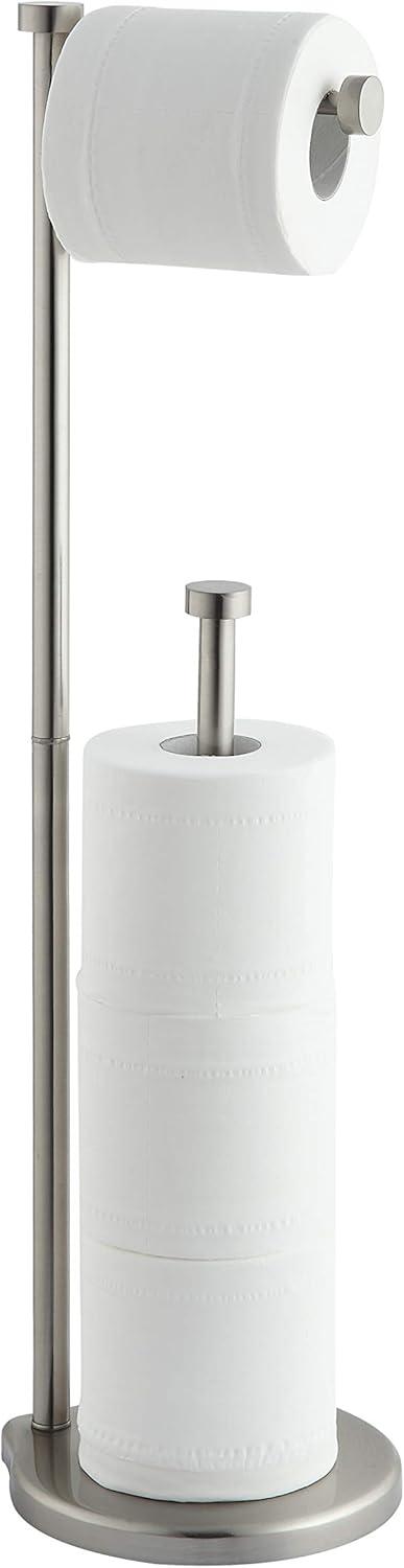 Brushed Nickel Free Standing Toilet Paper Holder with Reserve