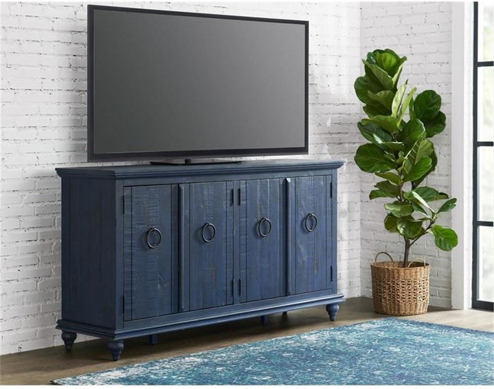 Martin Svensson Home Garden District Rustic Blue Solid Wood 65" TV Stand