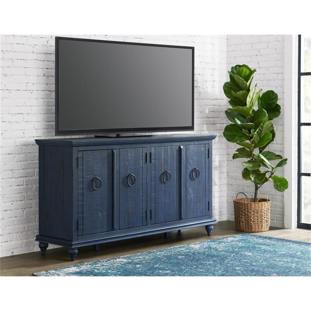 Martin Svensson Home Garden District Rustic Blue Solid Wood 65" TV Stand