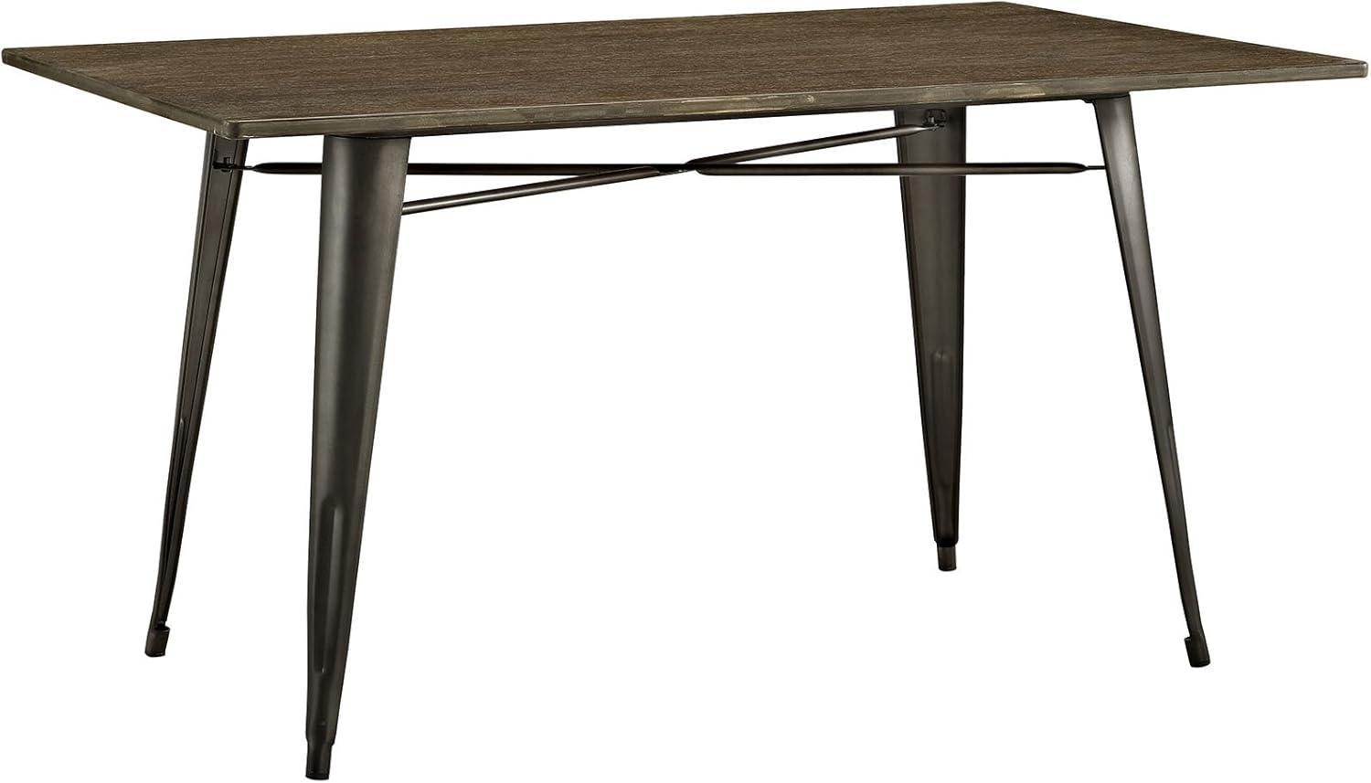 59" Brown Reclaimed Wood Industrial Farmhouse Dining Table