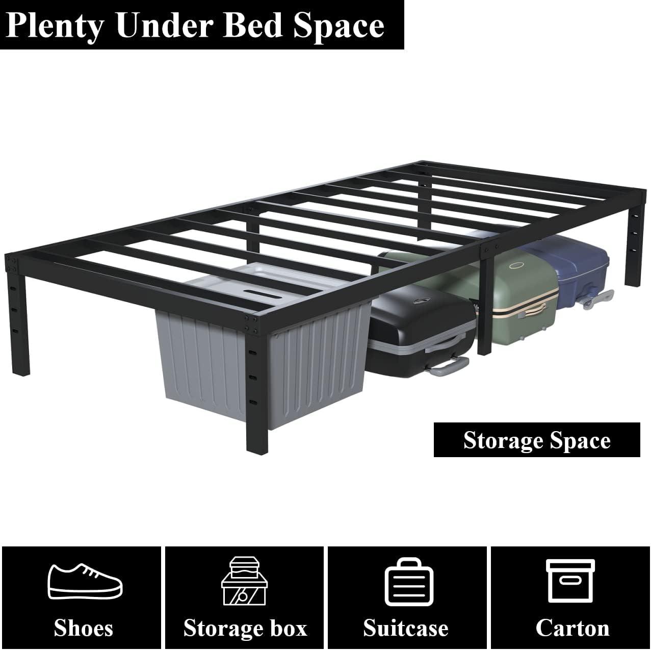 Mavesmog 14 inches Twin Size Bed Frames, Metal Twin Size Modern Mattress Platform Metal Bed Frame