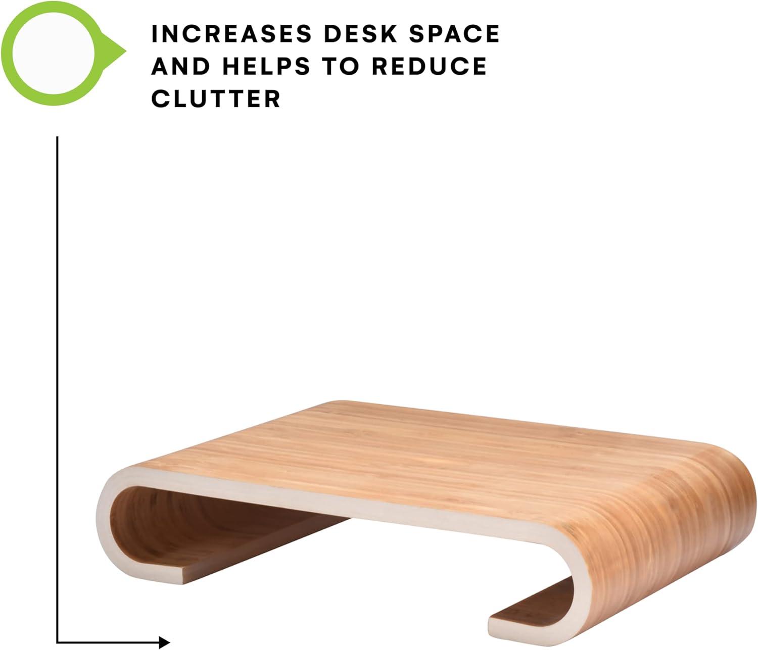 Bamboo Ergonomic Monitor Stand with Storage Space