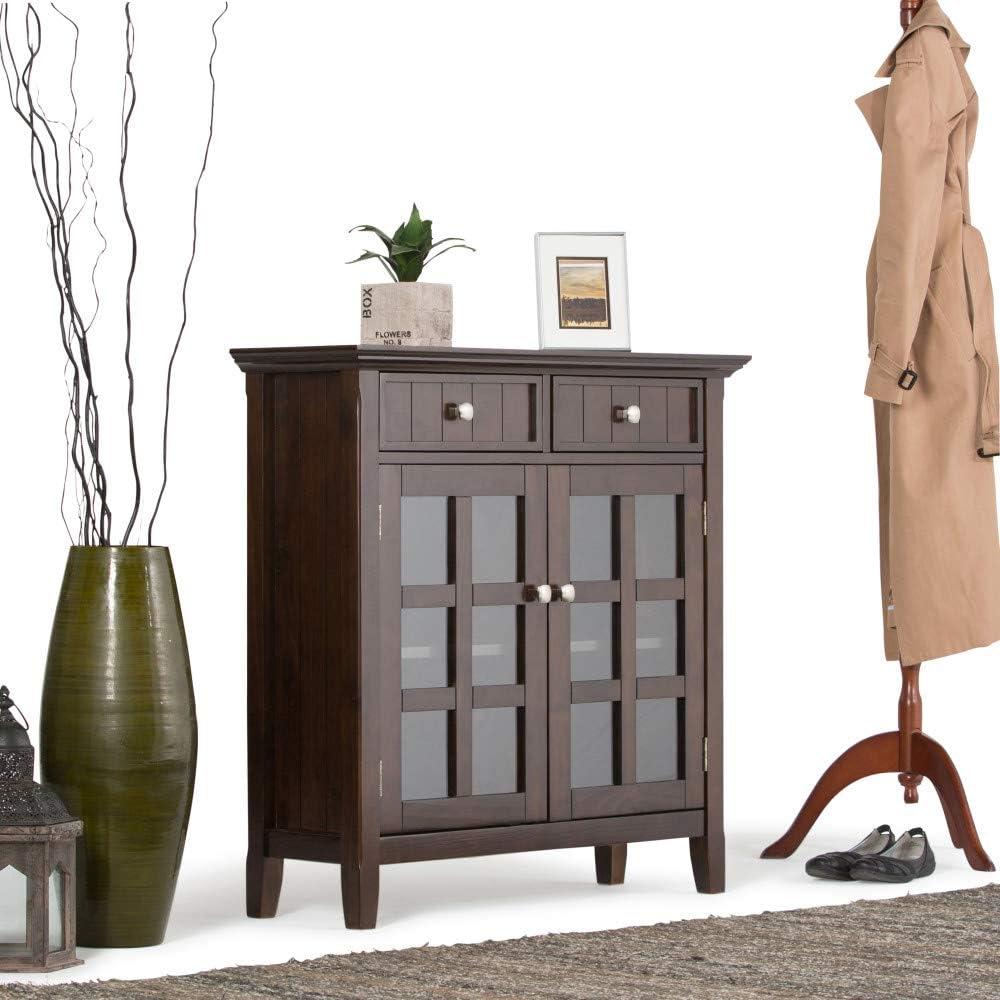 Simpli Home Acadian Solid Wood Entryway Storage Cabinet In Brunette Brown